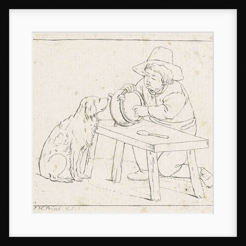Boy with dog and an empty pot by Anthonie Willem Hendrik Nolthenius de Man