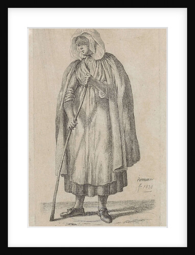 Women with a cloak and a stick by Anthonie Willem Hendrik Nolthenius de Man