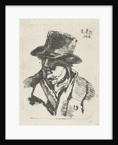 Bust of a man with hat by Anthonie Willem Hendrik Nolthenius de Man