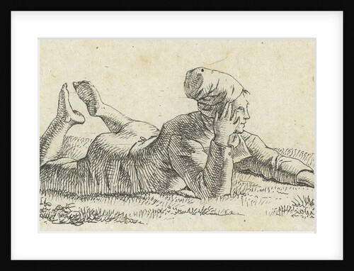Boy lying in the grass on his belly by Anthonie Willem Hendrik Nolthenius de Man