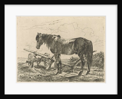 Horse near a plow by Klein