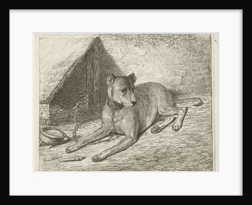 Dog on a chain with a doghouse by Johannes Mock