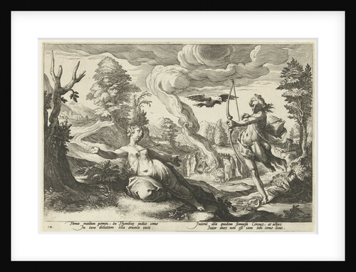 Apollo shoot the pregnant Coronis death by Workshop of Hendrick Goltzius