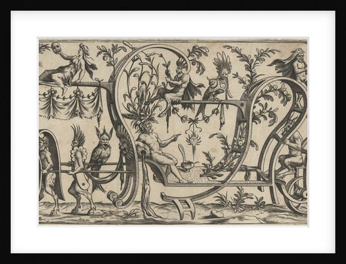 Chariot with stroomgod drawn by two satyrs by Cornelis Bos