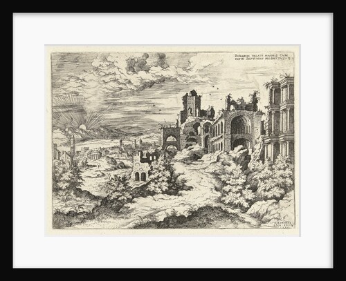 View of the Palatine with sunrise by Hieronymus Cock