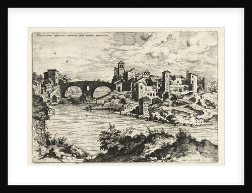 View of the bridge of Fabricius in Rome, Italy by Hieronymus Cock