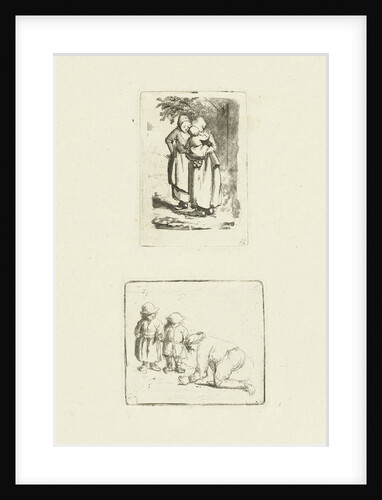 Two standing peasant women, one with a child on her arm by Marie Lambertine Coclers