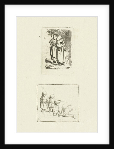A man and two boys playing marbles by Marie Lambertine Coclers