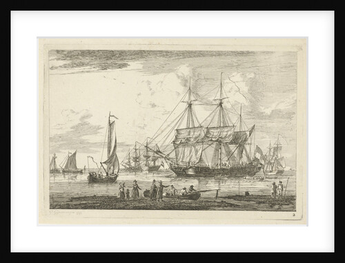 Two three masters and other ships by Gerrit Groenewegen