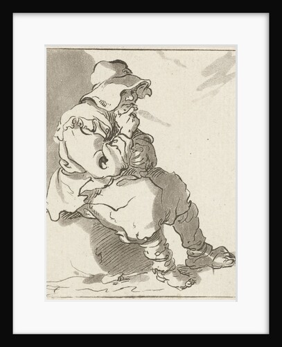 Man sitting on stone by Hermanus Fock