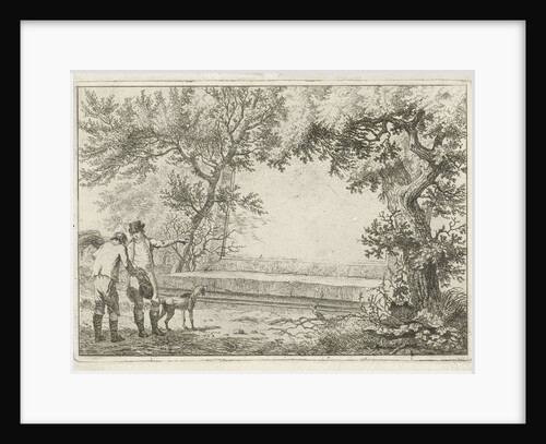 Two men in stone cartouche by Hermanus Fock