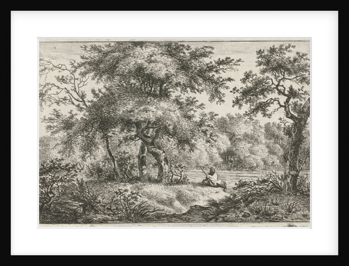 Resting man in woods by Hermanus Fock