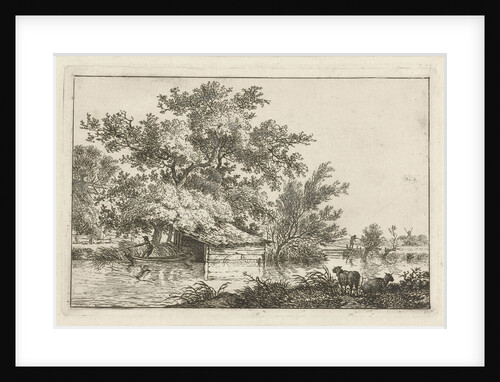 Ship at boathouse by Hermanus Fock