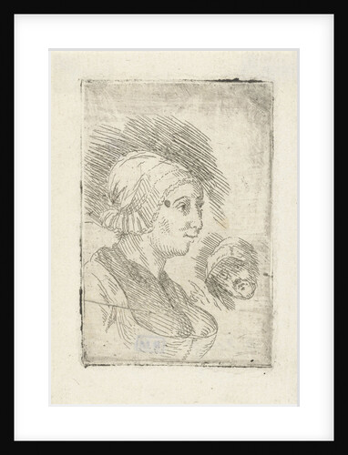 Study sheet with two female heads by Louis Bernard Coclers