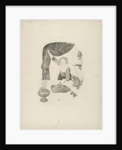 Woman with basket of fruit in your hand at the window by Gerard Dou