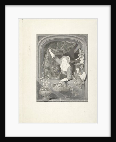 Woman with basket of fruit in your hand at the window by Gerard Dou