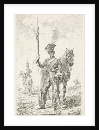 Soldier with a spear beside his horse by Johannes Mock