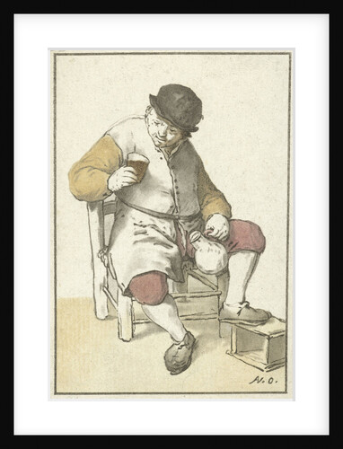 Seated farmer with jug by Cornelis Ploos van Amstel