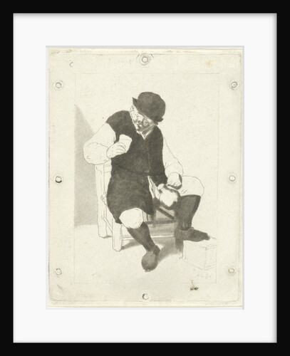 Seated farmer with pitcher by Cornelis Ploos van Amstel