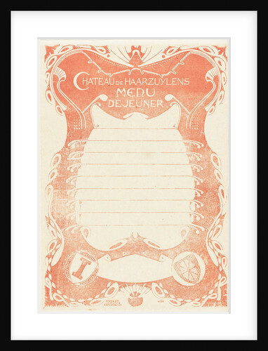 Six copies printed in different colors, signed for dejeuner Castle Haarzuijlens by Mathieu Lauweriks