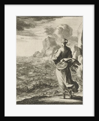 Woman watching from the shore out to sea by Pieter Arentsz II