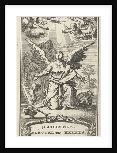 Angel praying with outstretched arms to God by Barent Bos