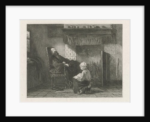 Old woman in front of a fire by Joseph Israels