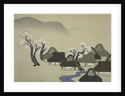 Village with Cherry Blossoms by Sekka Kamisaka