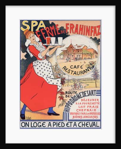 Belgium poster for Ferme de la Frahinfaz. cafe restaurant near Spa Belgium 1896 by Adolphe Crespin