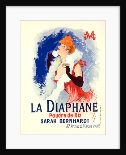 Poster for la Poudre de Riz la Diaphane. face-powder; sarah Bernhardt by Jules Chéret