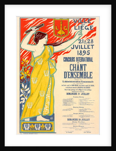 Belgian Poster for le Concours international de Chant d'ensemble, organisé par la ville de Liège by Auguste Donnay