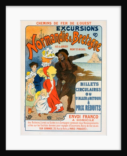 Poster for la Compagnie des Chemins de fer de l'Ouest, Excursions en Normandie et Bretagne by Georges Meunier