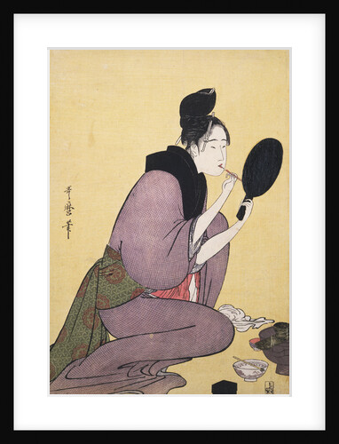 Kuchi-beni,Painting the lips by Utamaro Kitagawa