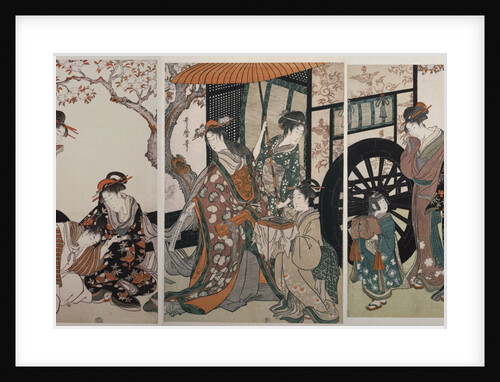 Mitate gosho-guruma, Parody of an imperial carriage scene by Utamaro Kitagawa