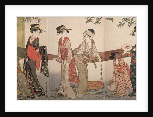 Arai-bari, Washing and stretching cloth by Utamaro Kitagawa