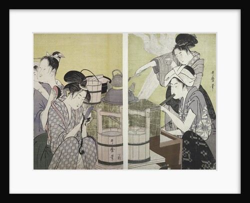 Daidokoro, Kitchen scene by Utamaro Kitagawa