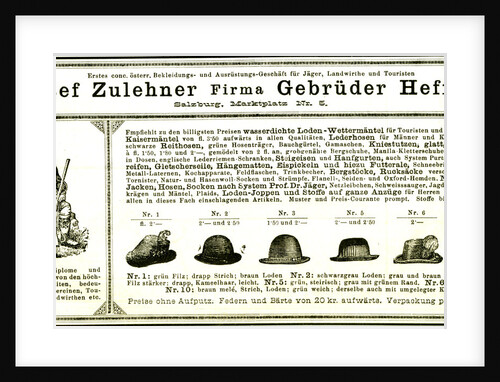 Hunting Hats Austria 1891 by Anonymous