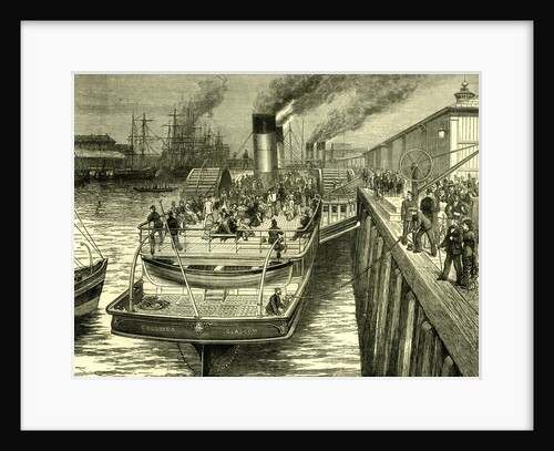 Glasgow Broomielaw UK 1880. Early Morning Departure of the Highland Steamer Columba by Anonymous