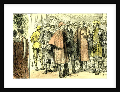 The Court in the Highlands Scotland 1880 from the Door of the Ball Room Abergeldie a Discussion after the Drive by Anonymous
