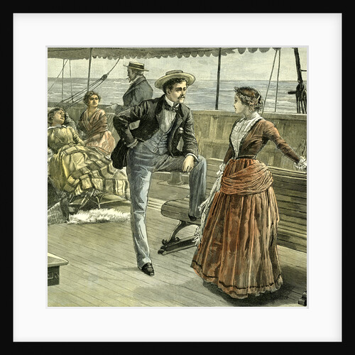 Talk on the Vessel 1887 Man Woman Lady Gentleman Ladies Ship Boat by Anonymous