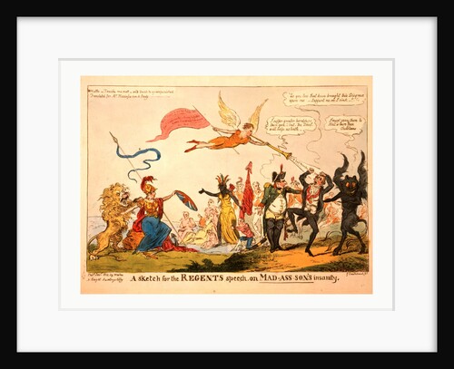 A sketch for the regents speech on Mad-ass-son's insanity by George Cruikshank