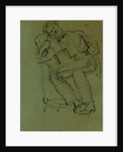 Lincoln resting in chair, top hat in lap by Anonymous