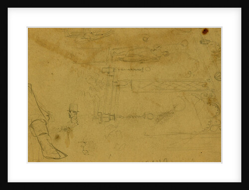 Facade of a building; little boy with two men in top hats by Anonymous