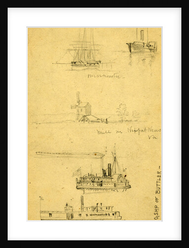 Views of ships and a mill by Alfred R Waud