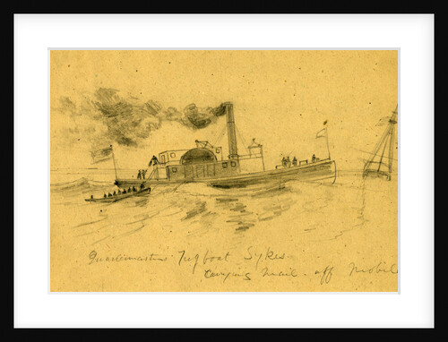 Quartermasters Tugboat Sykes, carrying mail off Mobile by Alfred R Waud