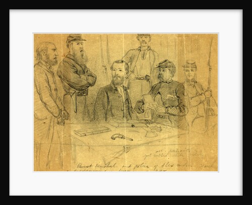 Provost Marshal - and police of Alexandria searching and examining a prisoner of war, 1861 ca. July by Alfred R Waud