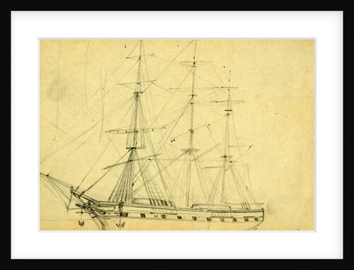 Sailing ship with three masts, 1860-1865 by Alfred R Waud