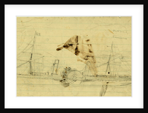 Steamship with sidewheel and two masts by Alfred R Waud