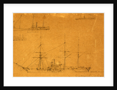 Five broadside views of steamships and a sailboat by Alfred R Waud