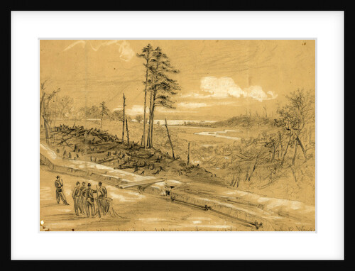 Kimmidges Creek, left defence of the camp at Harrisons Landing, 1862 July-August by Alfred R Waud
